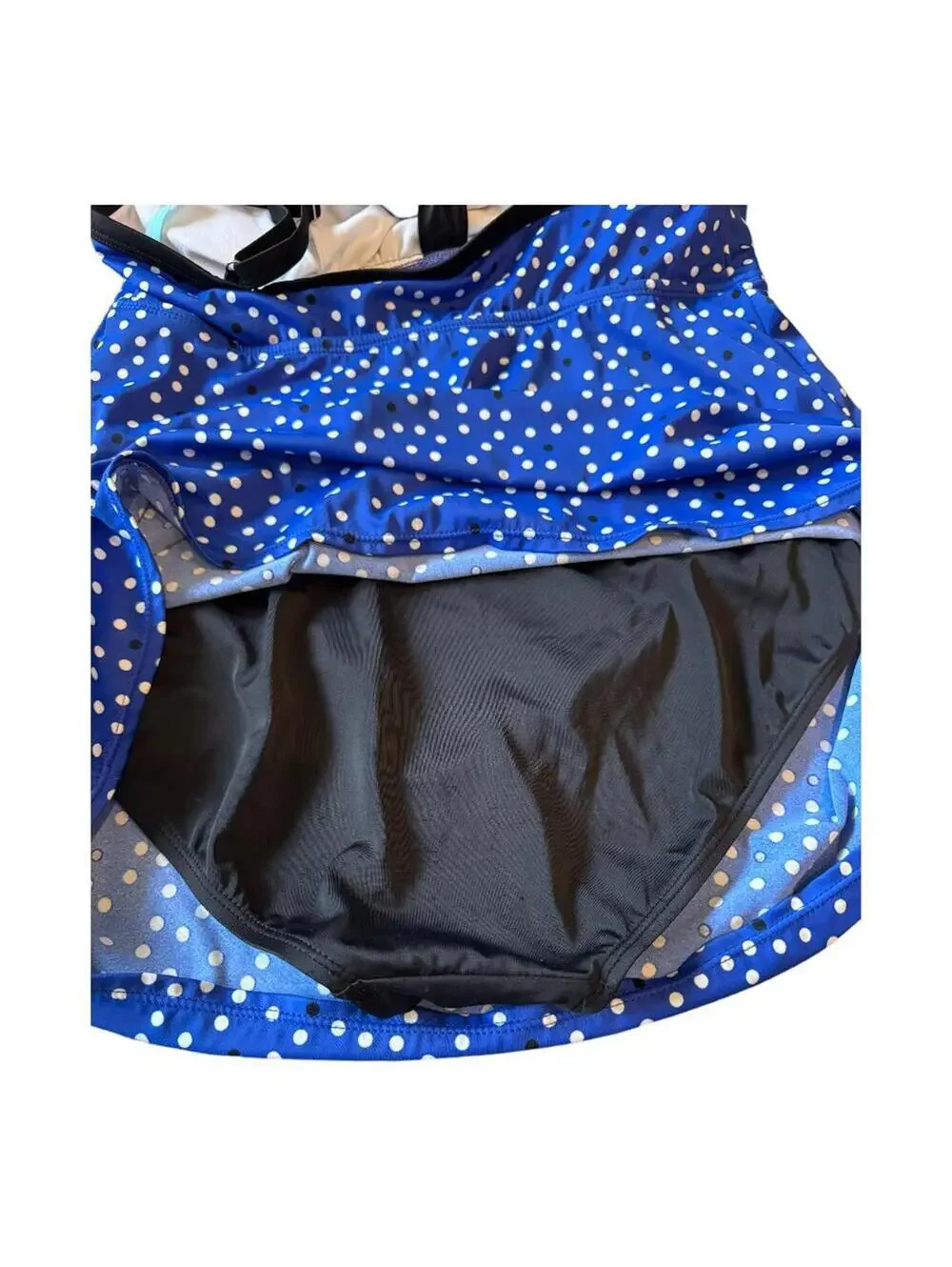 Kim Rogers | Women's Blue Polkadot One Piece Swimsuit | Size L | 0849